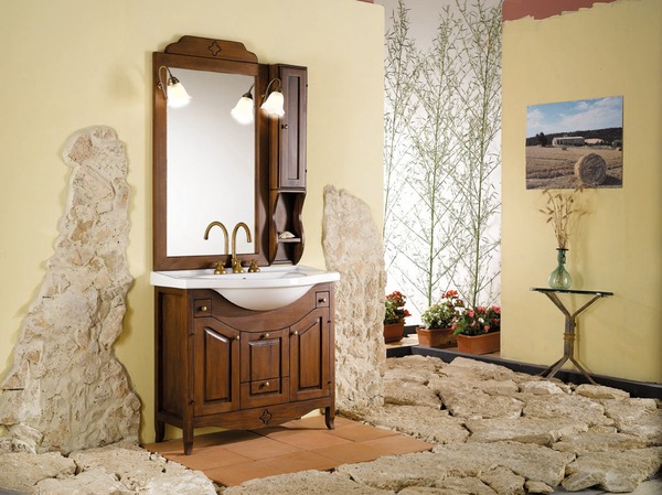 Lavabo Bagno Rustico Ceramica Pietra Rame