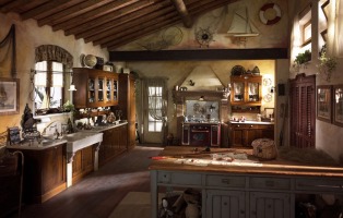 Illuminazione cucina rustica